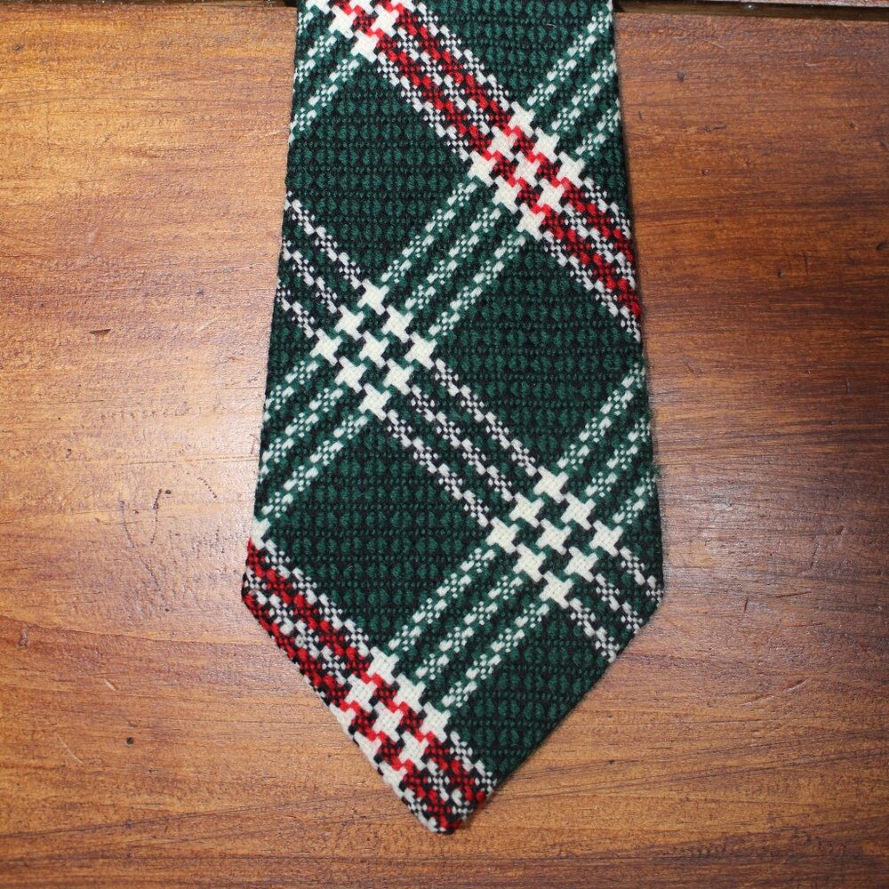 TIE SALE! SUPERBA Luxury Plaid Tartan Style Tie 100% WOOL VTG RED GREEN